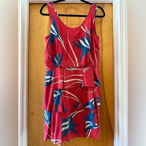 Anthropologie silk summer tropical mini dress size 10 NWT